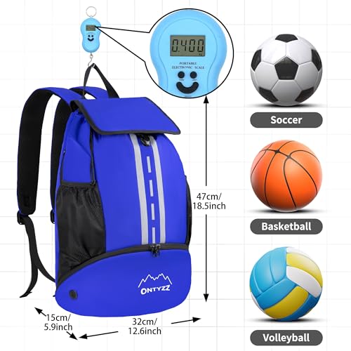 ONTYZZ Sports Backpack with Drawstring Closure Basketball Backpack with Shoe Compartment Swim Beach Bag - color: Basics-blue