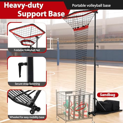 AugFir Volleyball Setter & Spike Trainer, Adjustable Height 93"-126" Volleyball Trainer with 88LBS Sandbag Base & Transport Wheels, Solo Practice Tool for Indoor & Outdoor Use Spiking & Drills