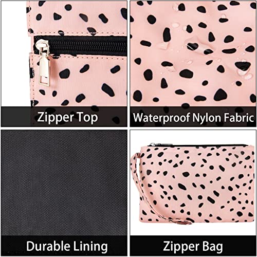 IBFUN Utility Tote Bag with 24 Pockets, Large Teacher Tote for Women with Laptop Compartment, Travel Tote Bag with Zip Top - color: A2-m-pink Leopard, size: Medium