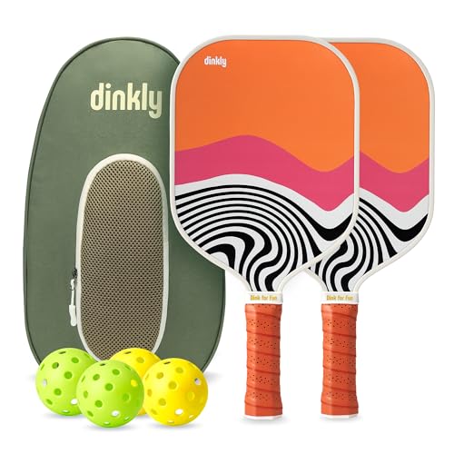Pickleball Paddles Set of 2/4- USAPA Approved Graphite/Fiberglass Pickleball Racket, 2 Pickleball Rackets, 4 Balls and 1 Portable Carry Bag, Aesthetic Pickle Ball Set for Men Women Beginners - color: 2 Orange Sunset | Dark Green | Graphite