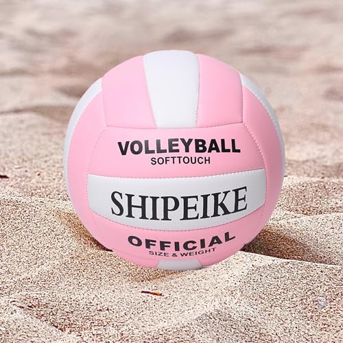 ABAJI Volleyball Official Ball Thicker PU Waterproof Anti-Explosion 15+ Years Kids Girls Boys Indoor Training Game Outdoor Sand Beach Pool Play Pump Needle - color: Pink