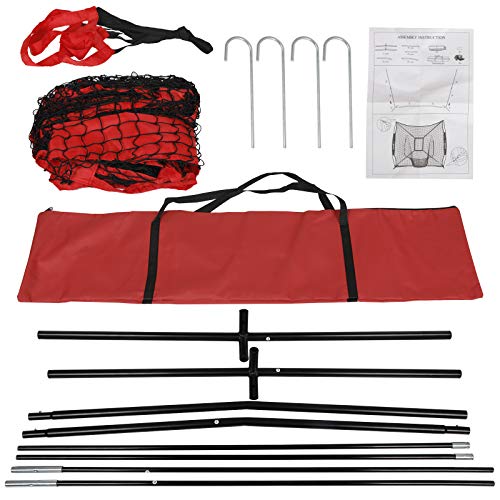 7' x 7' Baseball Softball Hitting & Pitching Practice Net Batting Pitching Training Aid Net w/Carry Bag, Strike Zone and Metal Bow Frame, Baseball Throwing Net for All Levels