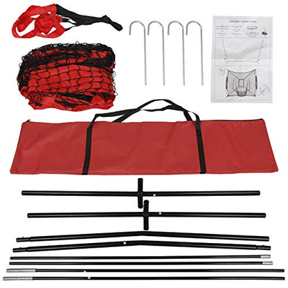7' x 7' Baseball Softball Hitting & Pitching Practice Net Batting Pitching Training Aid Net w/Carry Bag, Strike Zone and Metal Bow Frame, Baseball Throwing Net for All Levels