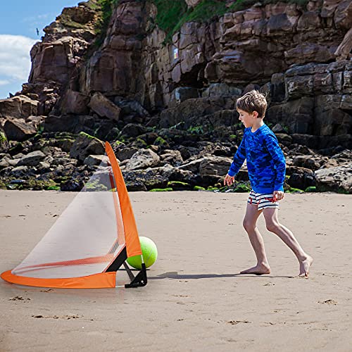 Win SPORTS Foldable Pop Up Soccer Goal Pro 2 Portable Soccer Nets with Carrying Case and Training Cones,Practice in Backyard,School,Kids and Adults,Choose from 2.5', 4' Sizes