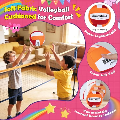 Soft Indoor Volleyball for Practice – Super Soft Foam Ball with Fabric Cover, Lightweight Training Volleyball for Indoor Home Play, Ideal for Boys & Girls, Youth, Beginners