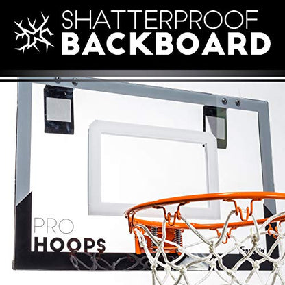 Franklin Sports Mini Basketball Hoops-Indoor Over The Door Mini Hoop+Basketball Sets-Perfect Accessory for Bedroom+Office - size: 17.75" x 12" (Pack of 1), style: Black/Gray - 17.75" x 12"