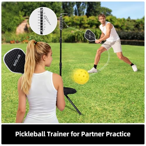 Pickleball Trainer, Pickleballs Training Aid for Solo & Partner Practice, Enhance Reaction Time & Hand-Eye Coordination, Great Gift for Beginners, Families & Pickleball Fans, Easy Installation