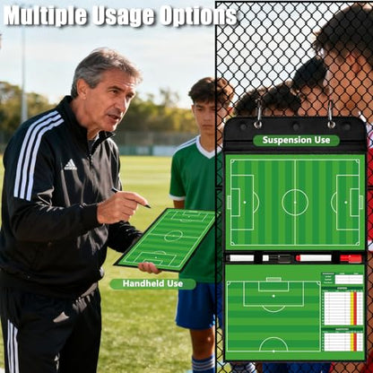 Magnetic Soccer Coaching Board – Portable Dry Erase Whiteboard with Fence Clip, Magnets & Carry Bag, Foldable Clipboard for Soccer Coaches & Players, Ideal Coach Gift - style: Soccer