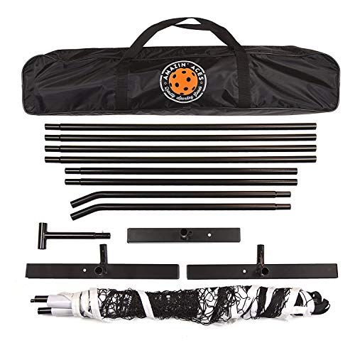 Amazin' Aces Portable Pickleball Net | Regulation Size, White Metal Frame with Tension Strap Net & Carry Bag for Easy Carry