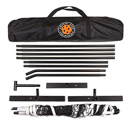 Amazin' Aces Portable Pickleball Net | Regulation Size, White Metal Frame with Tension Strap Net & Carry Bag for Easy Carry