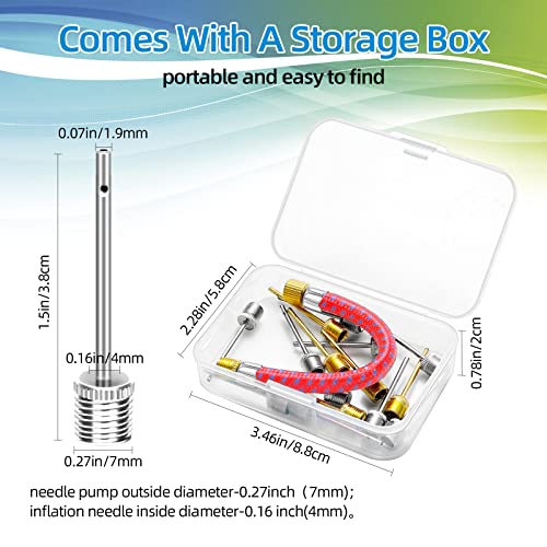 16PCS Air Pump Needle, Dual-Port Inflation Needles, Air Inflation Needle for Football Basketball Soccer Ball Volleyball Rugby Balls and Other Sports Balls Replacement Needles with Portable Storage Box