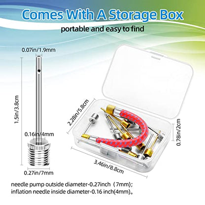 16PCS Air Pump Needle, Dual-Port Inflation Needles, Air Inflation Needle for Football Basketball Soccer Ball Volleyball Rugby Balls and Other Sports Balls Replacement Needles with Portable Storage Box