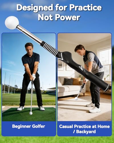 Retractable Golf Swing Training Aid with Click Sound, Right-Handed Golfs Grip Trainer for Tempo & Rhythm, Warm-Up Swing Stick for Chipping & Hitting, Portable Golf Accessories for Men