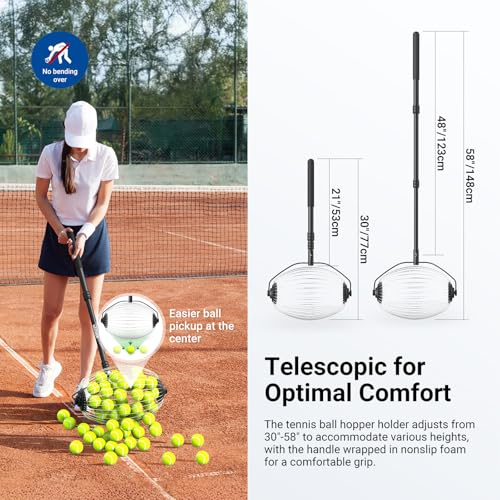 NEEWER Tennis Ball Pickleball Collector Roller, No Bending Over Quick Rolling Picker for Up to 40 Tennis Balls