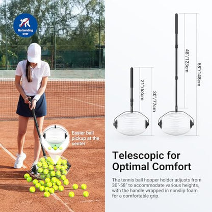NEEWER Tennis Ball Pickleball Collector Roller, No Bending Over Quick Rolling Picker for Up to 40 Tennis Balls