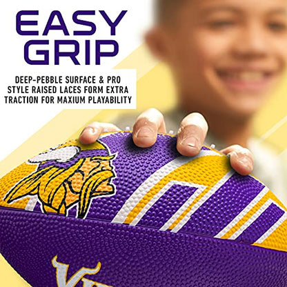 Franklin Sports NFL Team Footballs - Rubber Youth Mini Balls for All Teams - Kids 8.5" Football + Air Pump Sets - Official NFL Licensed - style: Minnesota Vikings