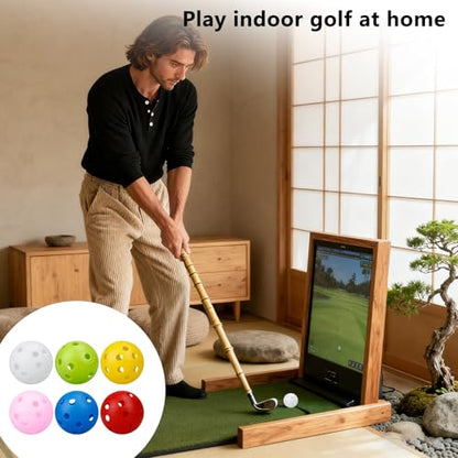Practice Golf Balls 12-Pack, 4.2cm Durable Plastic Golf Training Balls with Holes, 6 Bright Colours for Indoor & Outdoor Use, High Visibility, Realistic Flight for Garden, Backyard, Limited