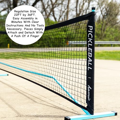 Homie Portable Pickleball Net Set with 4 Paddles, 4 Balls, Backpack Carrying Bag, 22 FT Regulation Size, Easy Setup for Outdoor Indoor, Weather Resistant Metal Frame