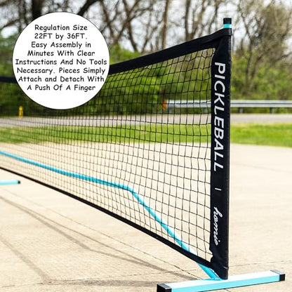 Homie Portable Pickleball Net Set with 4 Paddles, 4 Balls, Backpack Carrying Bag, 22 FT Regulation Size, Easy Setup for Outdoor Indoor, Weather Resistant Metal Frame