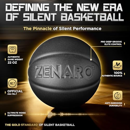 Zenaro Ultra Premium Silent Basketball - Size 7 (29.5”), Non-Compressed, 3D Sculpted Groove for True Bounce & Control, Real Game-Weight Indoor Basketball, Durable Airless Foam, Premium Gift Box