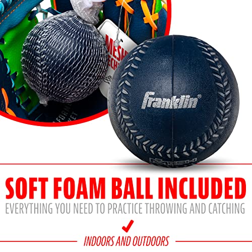 Franklin Sports Kids Baseball Glove + Foam Ball Sets - Meshtek Youth Teeball Gloves for Kids + Toddlers - Left + Right Hand Throw - 9.5" Inch