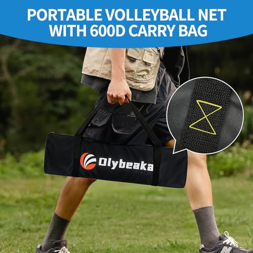 20FT Outdoor Volleyball Net Set System for Backyard Beach with Anti-Sagging Net, Iron Adjustable Height Poles, Soft PU Volleyball and Pump, Carry Bag - Instant Set Up & Durable - color: Blue and Green