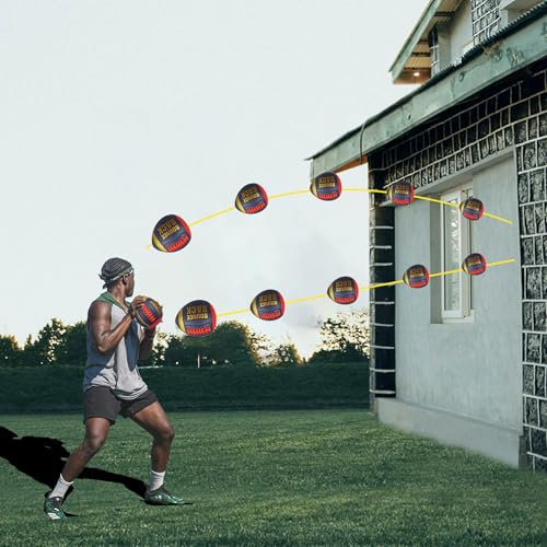 BOUNCEBACK Training Football, Youth Size & Official Size, Fatherless Football PassCatch Solo Enhancing Passing Catching(with Pump) - style: Dark Blue-7#(Ages 5-14)