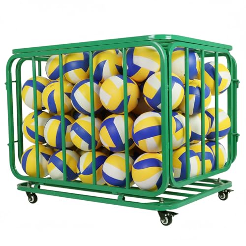 Ball Storage Cart Rolling Basketball Rack with Wheels & Lid Rolling Storage Bin for Gyms Schools Clubs Indoor and Outdoor
