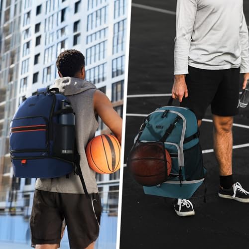 MIER Basketball Backpack Bags Sports Gym Backpacks with Shoe Compartment and Ball Holder for Adult Men Large Soccer Bag - color: Dark Blue