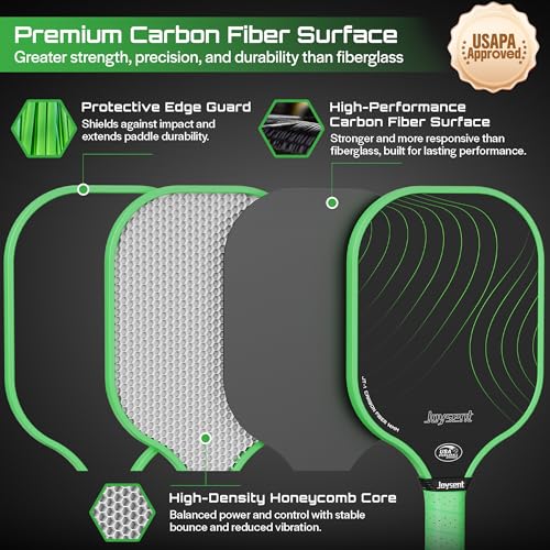 Pickleball Paddles Set, USAPA Approved Carbon Fiber Pickleball Set of 2 with Beginner Pickleball Rackets, Indoor Outdoor Pickle Balls for Adults Men Women, JT-1