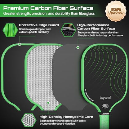 Pickleball Paddles Set, USAPA Approved Carbon Fiber Pickleball Set of 2 with Beginner Pickleball Rackets, Indoor Outdoor Pickle Balls for Adults Men Women, JT-1
