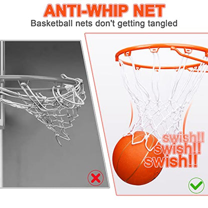 Professional Basketball Net Replacement Heavy Duty, Durable Basketball Nets in All Weather Anti Whip, Fits Standard Indoor Outdoor Rims 12 Loops (White)