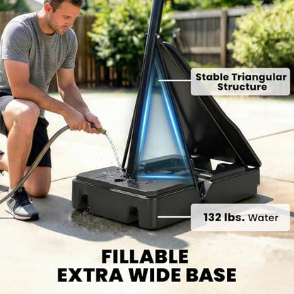 Soozier Basketball Hoop Outdoor Portable, 8-10ft Adjustable Basketball Goal, 47 Inch Shatterproof Backboard w/Shock Absorbent Rim, Fillable Base, for Youth & Adult, for Backyard, Driveway, Indoor