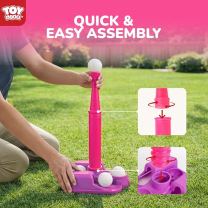 TOY Life T Ball Set for Kids 3-5 5-8, Toddler Baseball Set for Girls, T Ball Stand Sets, Tball Bating Tee Outdoor Indoor Toys for Toddler Girls - style: Tee, Bat & 6 Balls