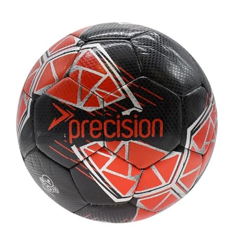 Precision Fusion High Performance Midi Football, Durable, Machine Stitched TPU, 2mm EVA Lined, Lightweight 220g - color: Black/Red/Silver
