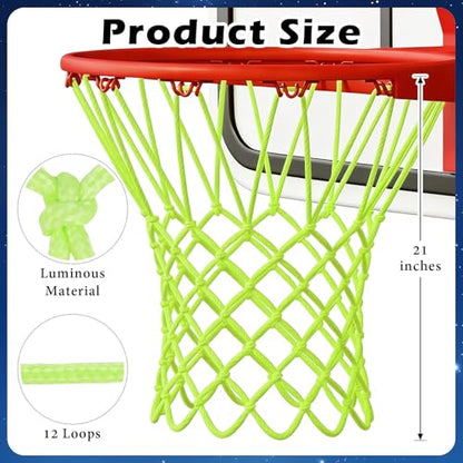 Nightlight Basketball Net, Luminous Outdoor Portable Sun Powered Sport Nylon for Pool Beach Backyard, Anti Whip
