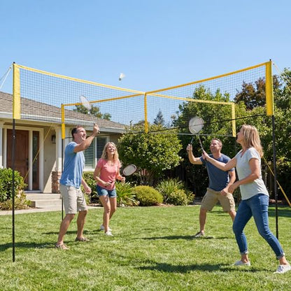 GarveeLife 4 Square Volleyball Game Set for Adults and Kids with Volleyball Net, Portable Cross Net with Carry Bag for Beach Lawn, Ideal for Family Fun Outdoor Games, Quick Assemble