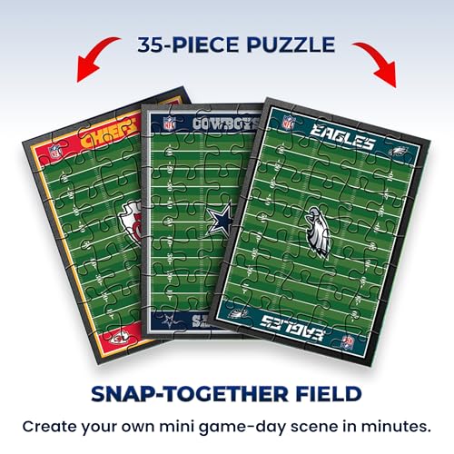 Party Animal TeenyMates NFL Action Figures Gift Set, with 11 Player Figures, Coach & Collectible Field Puzzle, NFL Football Toys for Kids & Fans