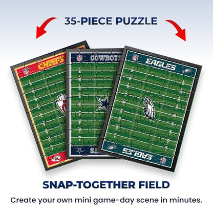 Party Animal TeenyMates NFL Action Figures Gift Set, with 11 Player Figures, Coach & Collectible Field Puzzle, NFL Football Toys for Kids & Fans