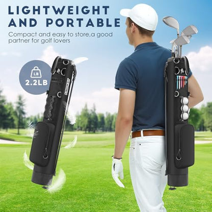 Findway Golf Stand Bag, Small Golf Bag for The Driving Range, Par 3 and Executive Courses, Lightweight Golf Club Carry Bag with Ball Holder and Pockets for Men Women - color: Pure Black