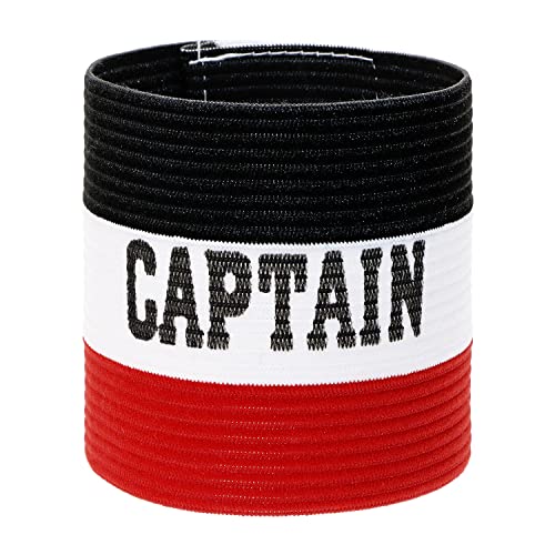 ONLYKXY Captain Armbands 9x30CM/3.54x11.81inch Adjustable Leader Armband for Soccer Basketball Volleyball School Team Competition Coach Players Wrist Arm Bands - color: Black+White+Red