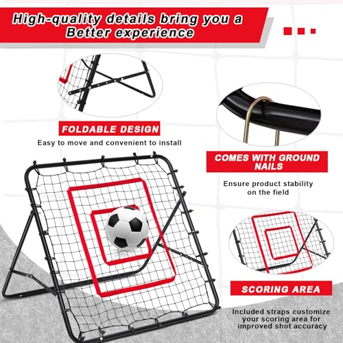 3.5 x 3.5 ft Soccer Rebounder Rebound Net, Football Training Gifts, Rebound Speed Training for Control, Passing Practice, Baseball/Volleyball Rebounder Gifts Aids & Equipment