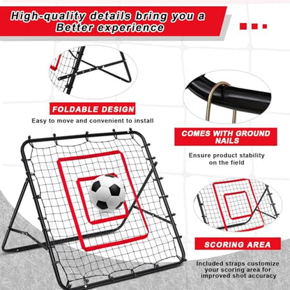 3.5 x 3.5 ft Soccer Rebounder Rebound Net, Football Training Gifts, Rebound Speed Training for Control, Passing Practice, Baseball/Volleyball Rebounder Gifts Aids & Equipment