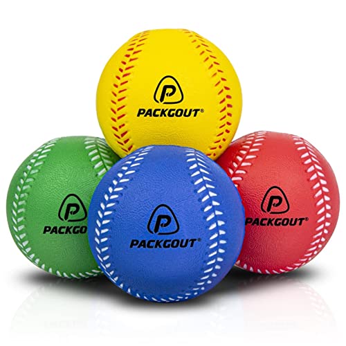 PACKGOUT Soft Foam Baseballs for Kids & Teenagers - Practice & Replacement Balls - color: Colorful-4 pack