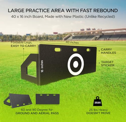 ZivPlay Soccer Rebounder Board Soccer Wall Kick Back Trainer with 2 Rebound Angles for Ball Passing and Bounce Back Training - size: 40 x 16 inch