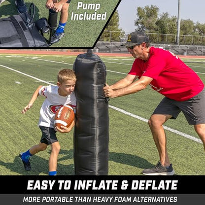 GoSports Inflatable Football Step Over Dummy & Blocking Pad - Training Equipment for Football Practice with 4 Heavy Duty Handles - 4 ft