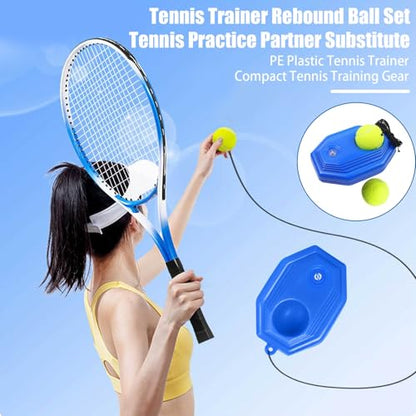 Tennis Practice Rebounder, Tennis Trainer Rebound Ball with 2 String Balls, Portable Tennis Ball Practice Rebounder for Adults or Kids Beginners
