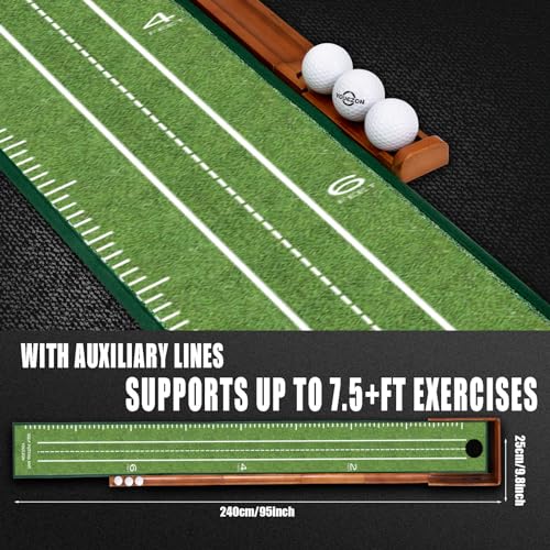YOUCZON Putting Green Indoor,Golf Putting Mat with Auto Ball Return,Premium Crystal Velvet Surface, Practice Putting mat, Perfect Training Aid & Gift for Golf Lovers Christmas