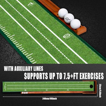 YOUCZON Putting Green Indoor,Golf Putting Mat with Auto Ball Return,Premium Crystal Velvet Surface, Practice Putting mat, Perfect Training Aid & Gift for Golf Lovers Christmas
