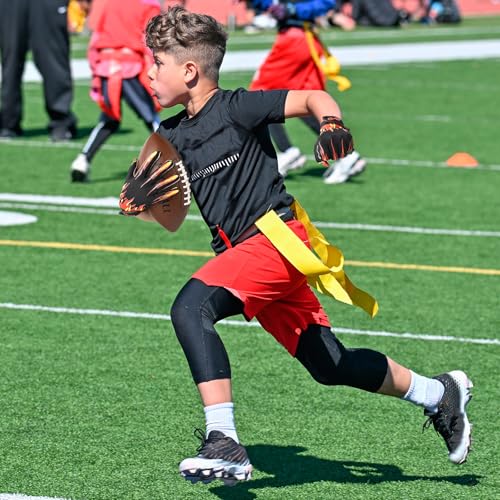 Youth Football Gloves Kids with Ultra Sticky Palm Flag Receiver Gloves - color: Fire Red, size: Youth XS-S